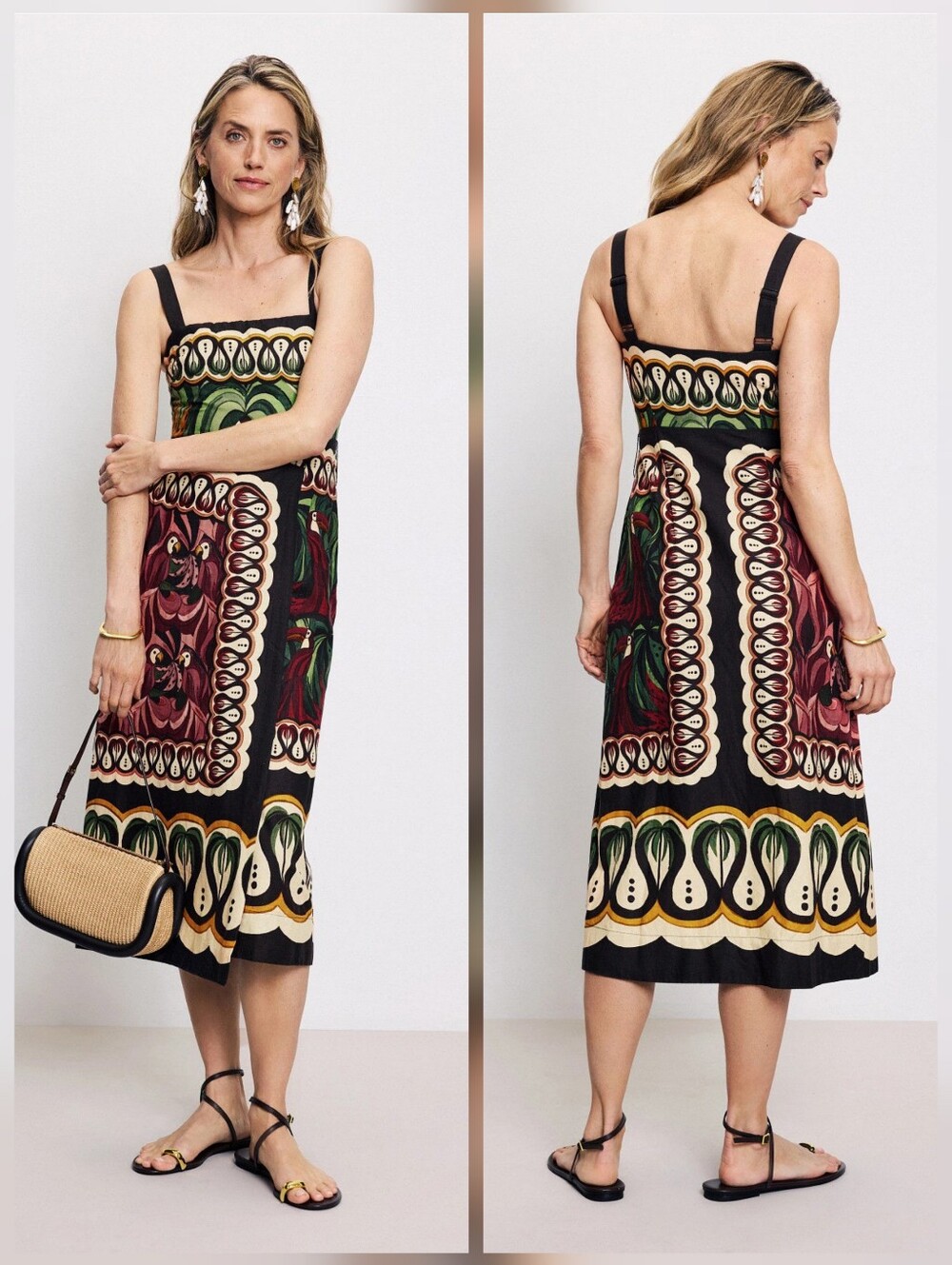 FARM Rio Coconut Tree Flow Scarf Dress Coctail Sleeveless Size XS